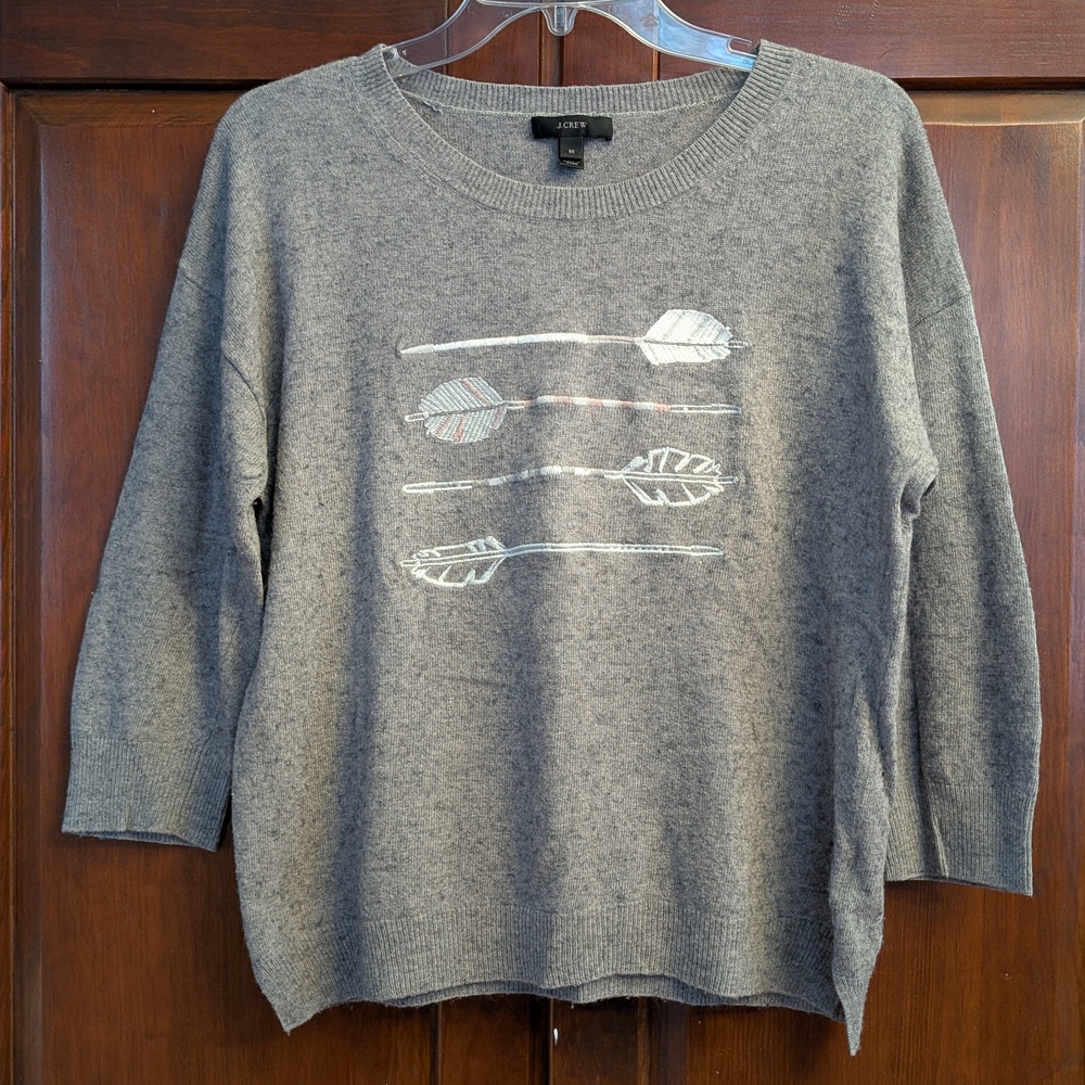 J. Crew Gray Sweater with Arrow Design